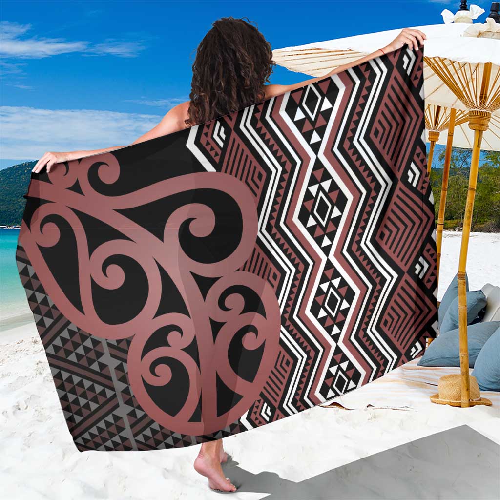 Maori Taniko Patterns Sarong Brown Patiki Motifs Mix Whakairo Ngaru
