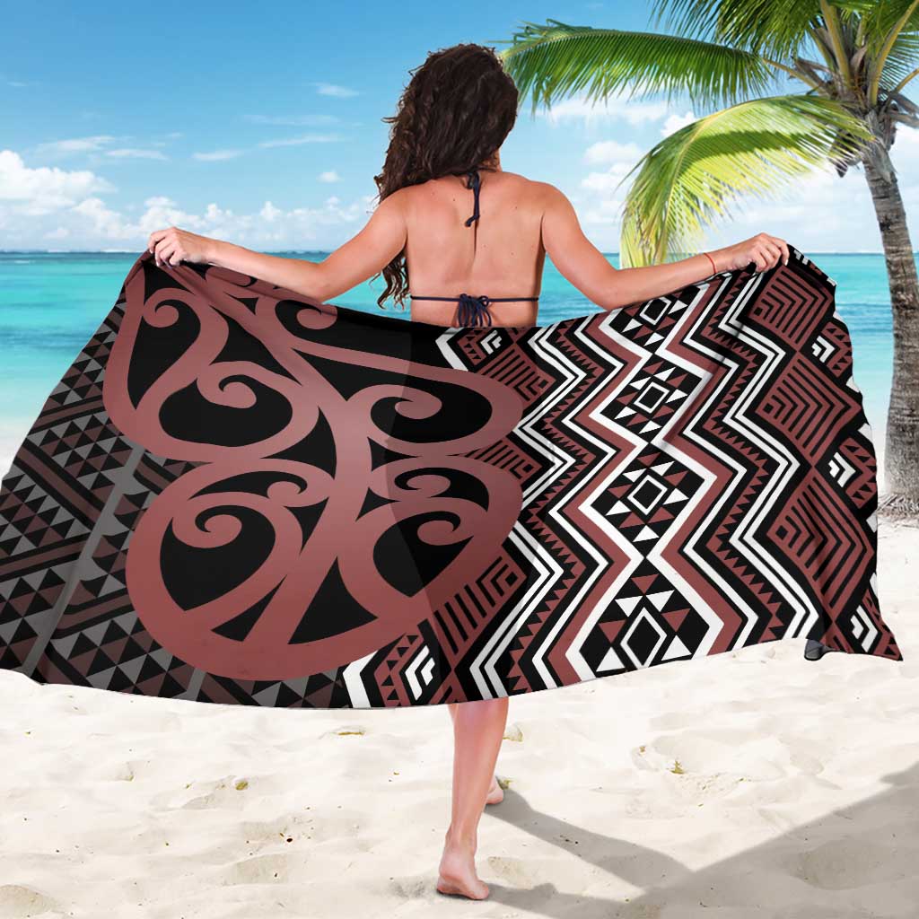 Maori Taniko Patterns Sarong Brown Patiki Motifs Mix Whakairo Ngaru
