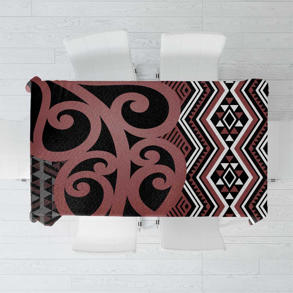 Maori Taniko Patterns Tablecloth Brown Patiki Motifs Mix Whakairo Ngaru LT7 Brown - Polynesian Pride