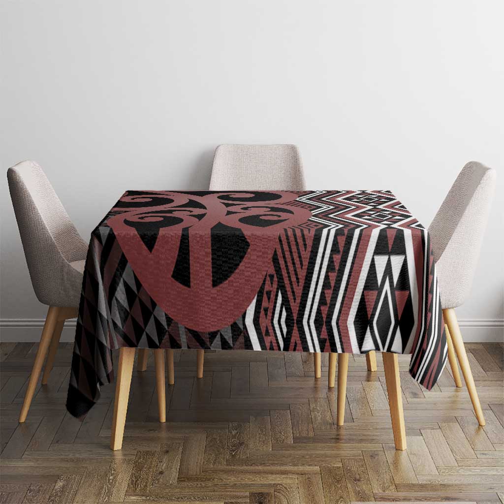 Maori Taniko Patterns Tablecloth Brown Patiki Motifs Mix Whakairo Ngaru LT7 - Polynesian Pride
