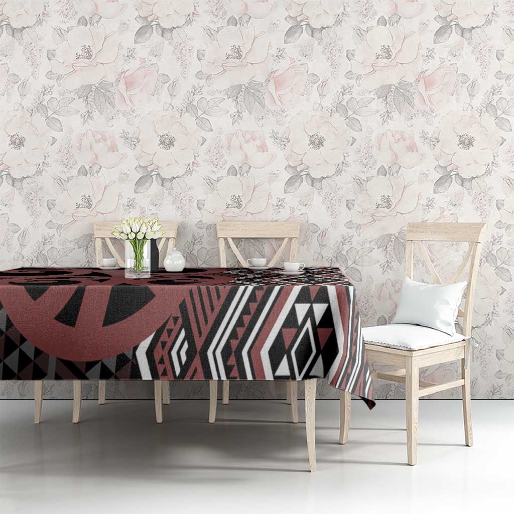 Maori Taniko Patterns Tablecloth Brown Patiki Motifs Mix Whakairo Ngaru LT7 - Polynesian Pride