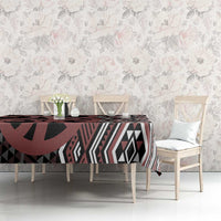 Maori Taniko Patterns Tablecloth Brown Patiki Motifs Mix Whakairo Ngaru LT7 - Polynesian Pride