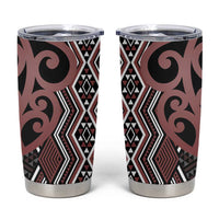Maori Taniko Patterns Tumbler Cup Brown Patiki Motifs Mix Whakairo Ngaru LT7 Brown - Polynesian Pride