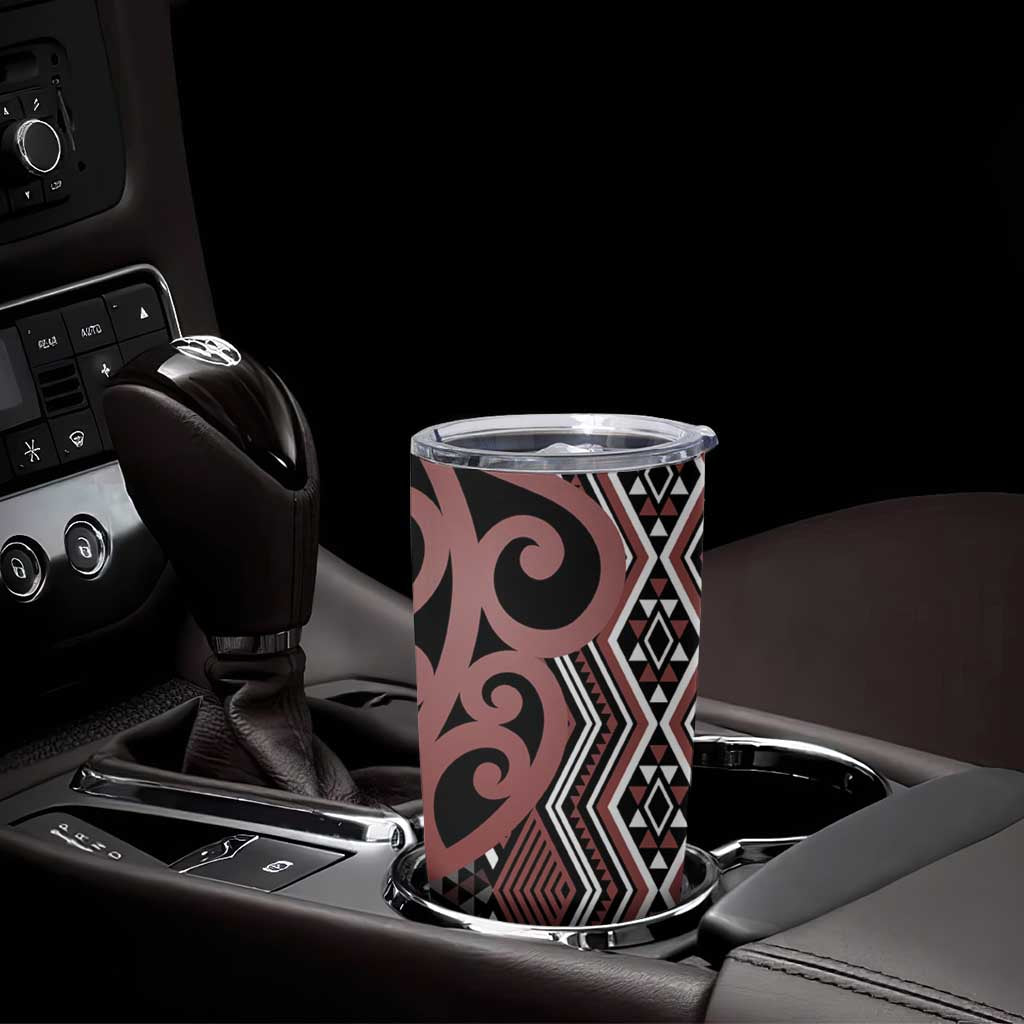 Maori Taniko Patterns Tumbler Cup Brown Patiki Motifs Mix Whakairo Ngaru LT7 - Polynesian Pride