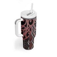Maori Taniko Patterns Tumbler With Handle Brown Patiki Motifs Mix Whakairo Ngaru LT7 - Polynesian Pride