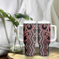 Maori Taniko Patterns Tumbler With Handle Brown Patiki Motifs Mix Whakairo Ngaru LT7 - Polynesian Pride