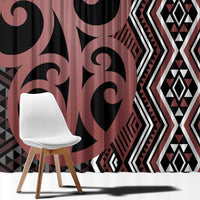 Maori Taniko Patterns Window Curtain Brown Patiki Motifs Mix Whakairo Ngaru LT7 - Polynesian Pride