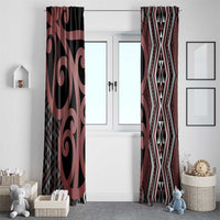 Maori Taniko Patterns Window Curtain Brown Patiki Motifs Mix Whakairo Ngaru LT7 - Polynesian Pride