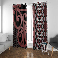 Maori Taniko Patterns Window Curtain Brown Patiki Motifs Mix Whakairo Ngaru LT7 With Grommets Brown - Polynesian Pride