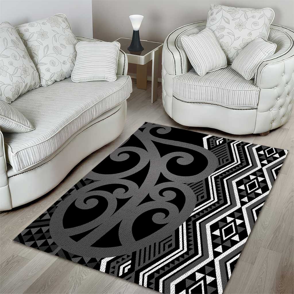 Maori Taniko Patterns Area Rug Black Patiki Motifs Mix Whakairo Ngaru