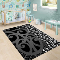 Maori Taniko Patterns Area Rug Black Patiki Motifs Mix Whakairo Ngaru
