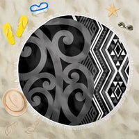 Maori Taniko Patterns Beach Blanket Black Patiki Motifs Mix Whakairo Ngaru LT7 One Size 150cm Black - Polynesian Pride