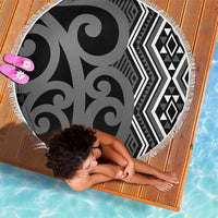 Maori Taniko Patterns Beach Blanket Black Patiki Motifs Mix Whakairo Ngaru LT7 - Polynesian Pride