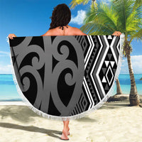 Maori Taniko Patterns Beach Blanket Black Patiki Motifs Mix Whakairo Ngaru LT7 - Polynesian Pride