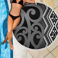 Maori Taniko Patterns Beach Blanket Black Patiki Motifs Mix Whakairo Ngaru LT7 - Polynesian Pride