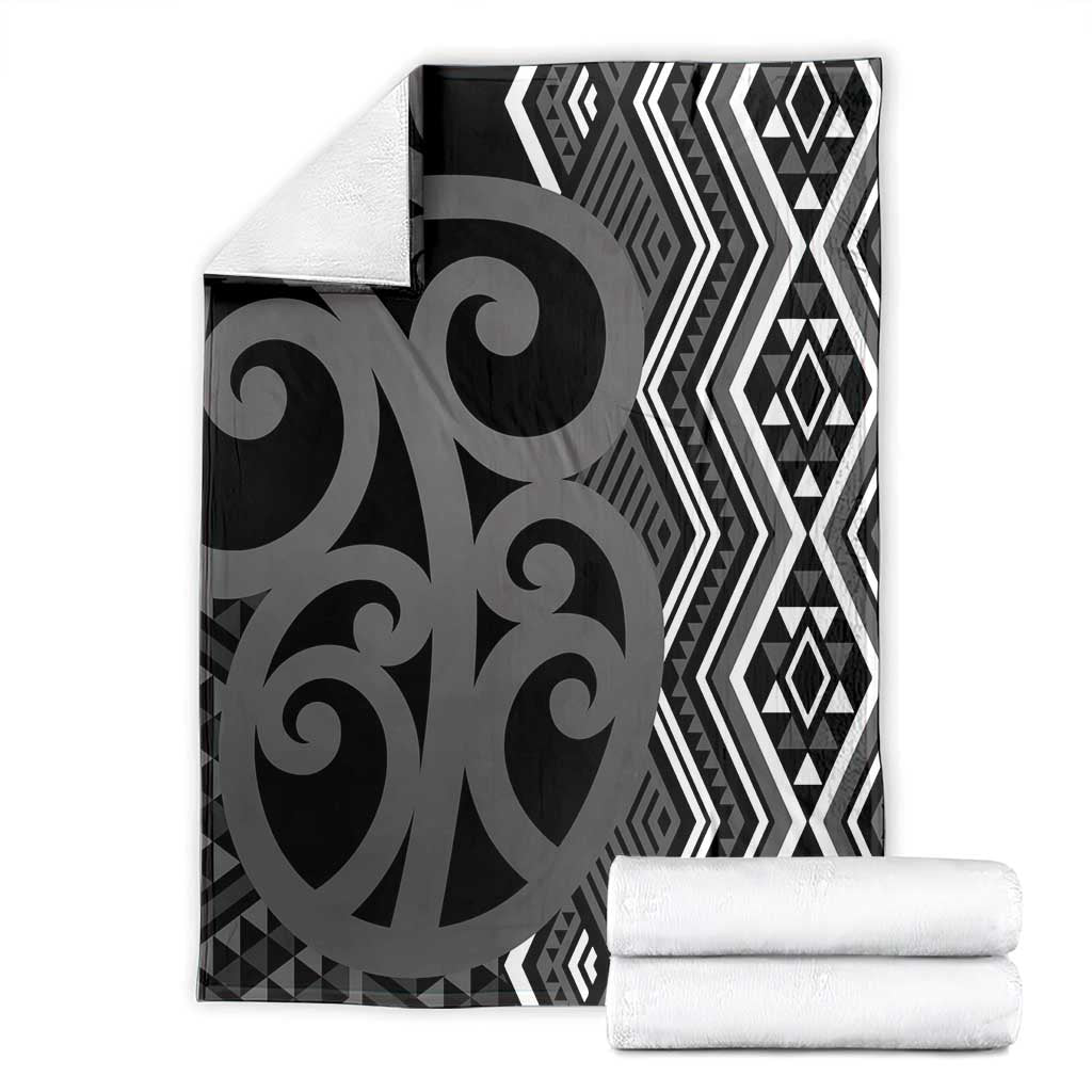 Maori Taniko Patterns Blanket Black Patiki Motifs Mix Whakairo Ngaru LT7 - Polynesian Pride