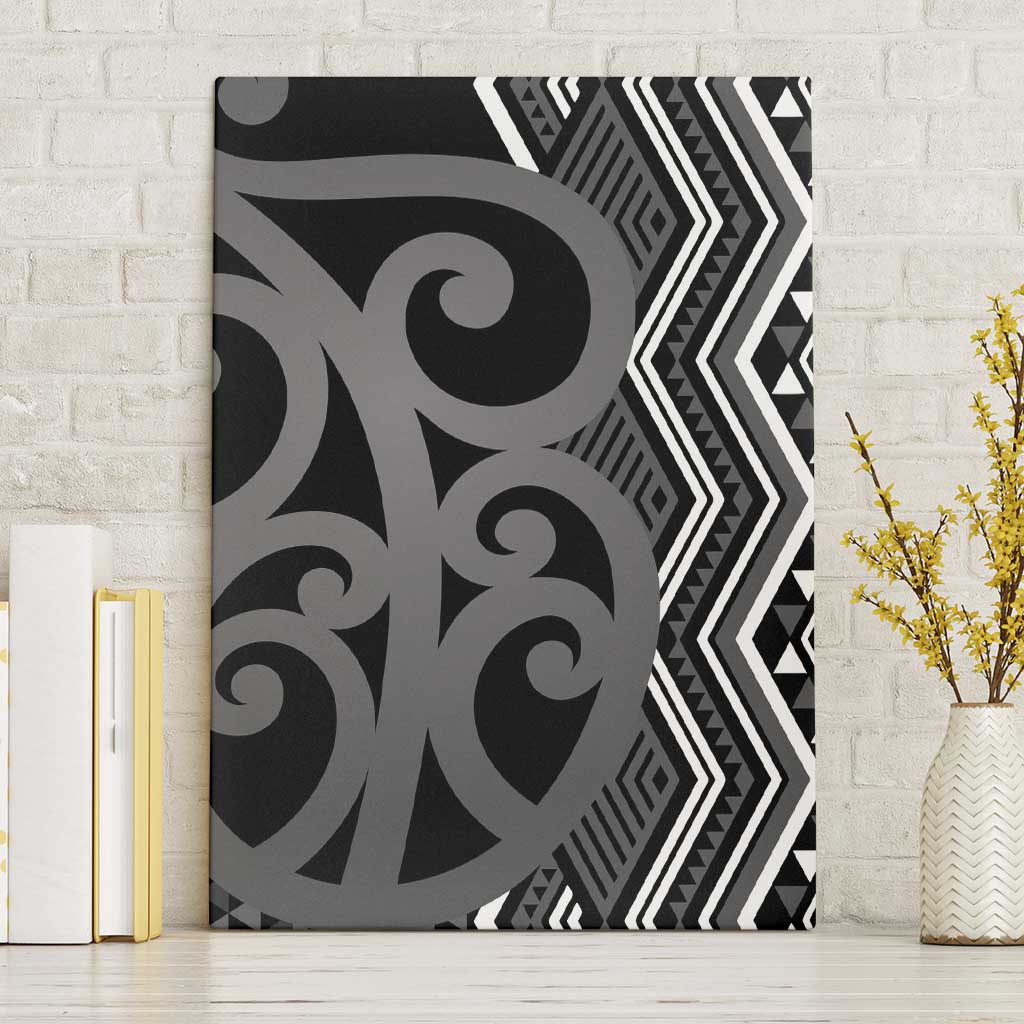 Maori Taniko Patterns Canvas Wall Art Black Patiki Motifs Mix Whakairo Ngaru LT7 Without Frame Black - Polynesian Pride