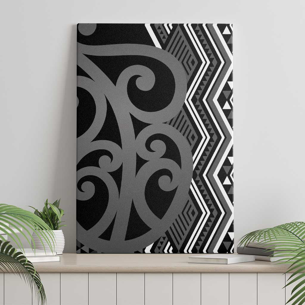 Maori Taniko Patterns Canvas Wall Art Black Patiki Motifs Mix Whakairo Ngaru LT7 - Polynesian Pride