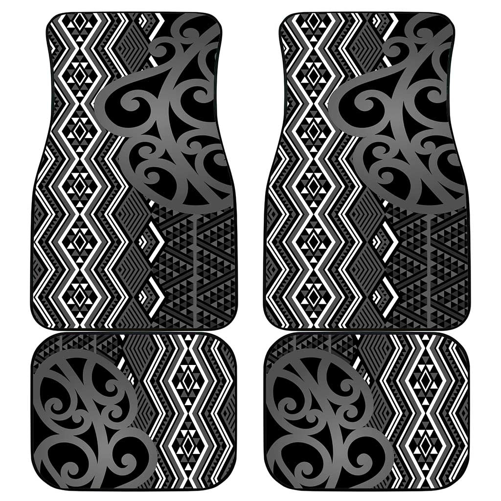Maori Taniko Patterns Car Mats Black Patiki Motifs Mix Whakairo Ngaru LT7 - Polynesian Pride