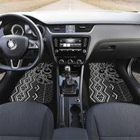 Maori Taniko Patterns Car Mats Black Patiki Motifs Mix Whakairo Ngaru LT7 Set 2pcs - Front Black - Polynesian Pride