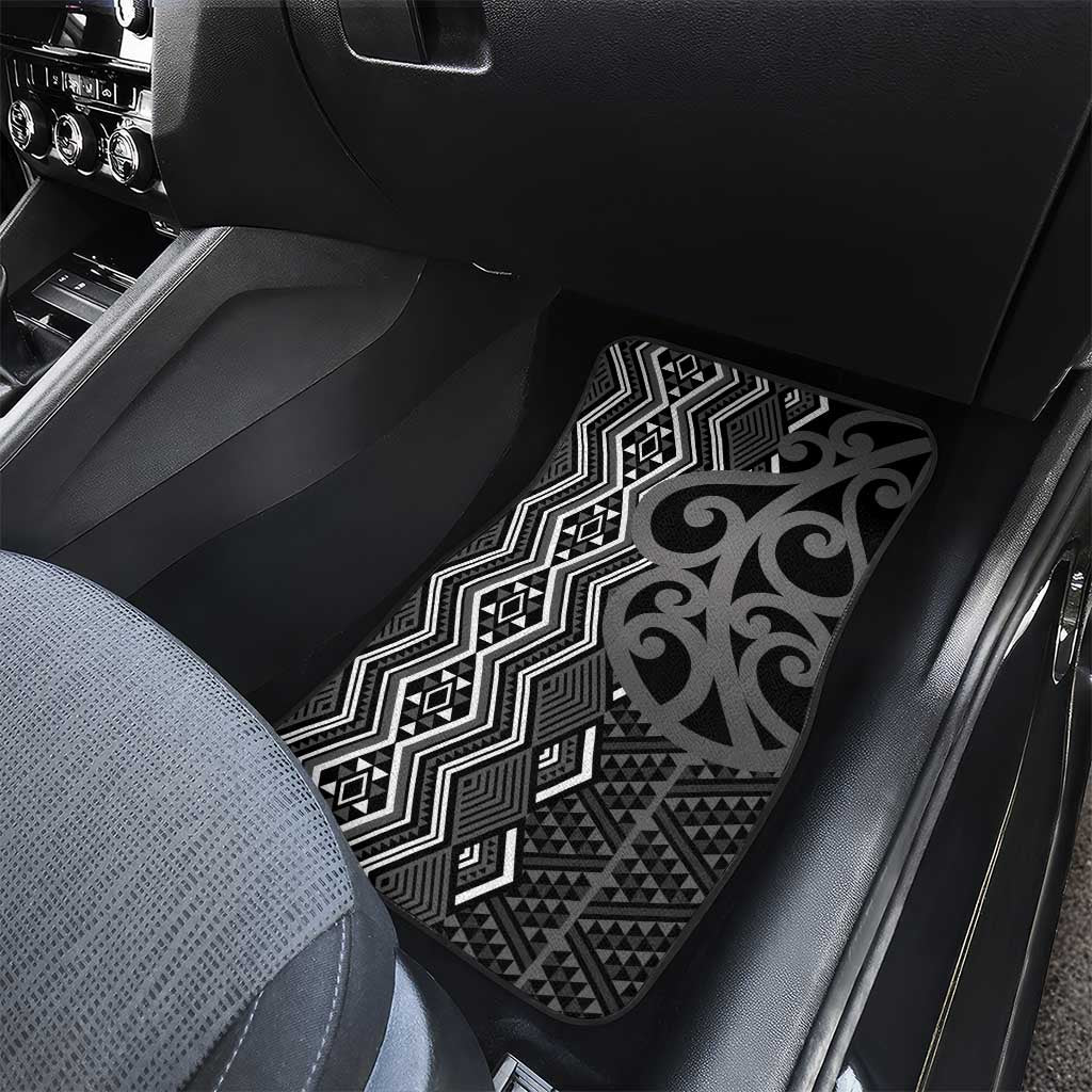 Maori Taniko Patterns Car Mats Black Patiki Motifs Mix Whakairo Ngaru LT7 - Polynesian Pride