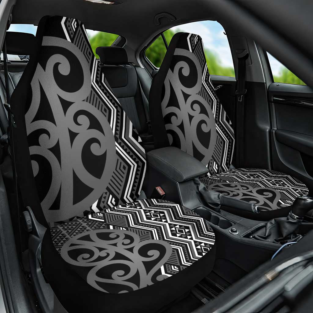 Maori Taniko Patterns Car Seat Cover Black Patiki Motifs Mix Whakairo Ngaru