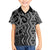 Maori Taniko Patterns Family Matching Off The Shoulder Long Sleeve Dress and Hawaiian Shirt Black Patiki Motifs Mix Whakairo Ngaru