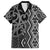 Maori Taniko Patterns Family Matching Short Sleeve Bodycon Dress and Hawaiian Shirt Black Patiki Motifs Mix Whakairo Ngaru