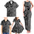 Maori Taniko Patterns Family Matching Tank Maxi Dress and Hawaiian Shirt Black Patiki Motifs Mix Whakairo Ngaru