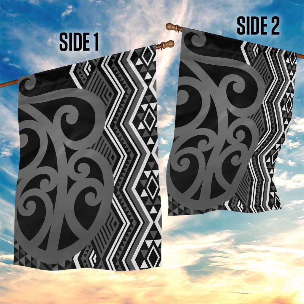 Maori Taniko Patterns Garden Flag Black Patiki Motifs Mix Whakairo Ngaru LT7 - Polynesian Pride