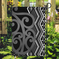 Maori Taniko Patterns Garden Flag Black Patiki Motifs Mix Whakairo Ngaru LT7 Garden Flag Black - Polynesian Pride