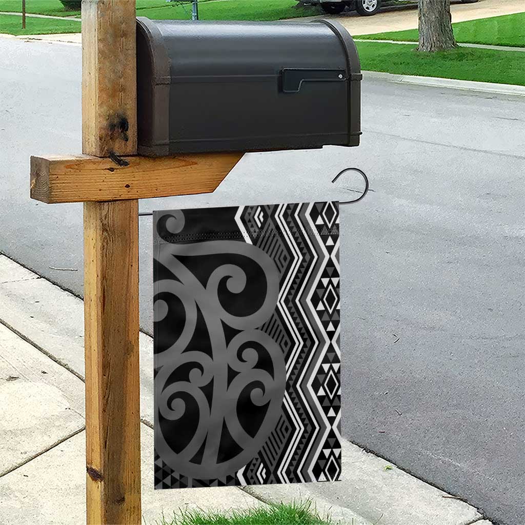 Maori Taniko Patterns Garden Flag Black Patiki Motifs Mix Whakairo Ngaru LT7 - Polynesian Pride