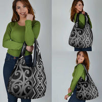 Maori Taniko Patterns Grocery Bag Black Patiki Motifs Mix Whakairo Ngaru