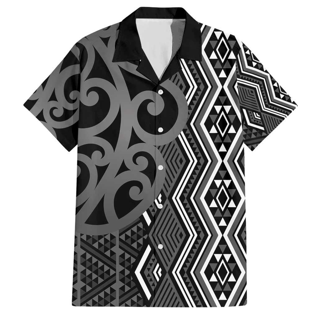 Maori Taniko Patterns Hawaiian Shirt Black Patiki Motifs Mix Whakairo Ngaru LT7 Black - Polynesian Pride
