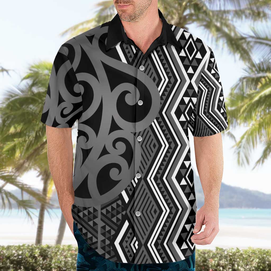 Maori Taniko Patterns Hawaiian Shirt Black Patiki Motifs Mix Whakairo Ngaru LT7 - Polynesian Pride