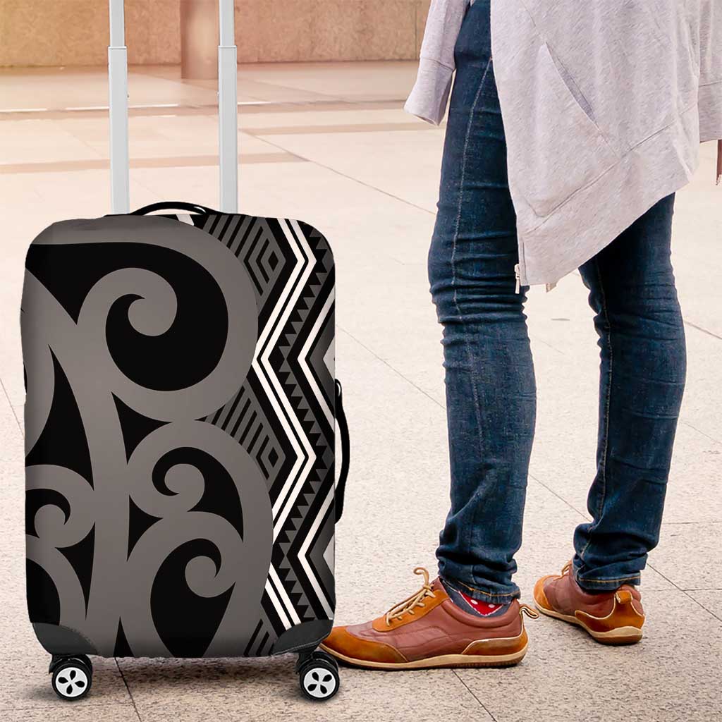 Maori Taniko Patterns Luggage Cover Black Patiki Motifs Mix Whakairo Ngaru