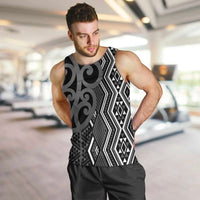 Maori Taniko Patterns Men Tank Top Black Patiki Motifs Mix Whakairo Ngaru LT7 Black - Polynesian Pride