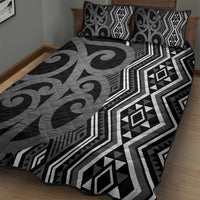 Maori Taniko Patterns Quilt Bed Set Black Patiki Motifs Mix Whakairo Ngaru LT7 - Polynesian Pride