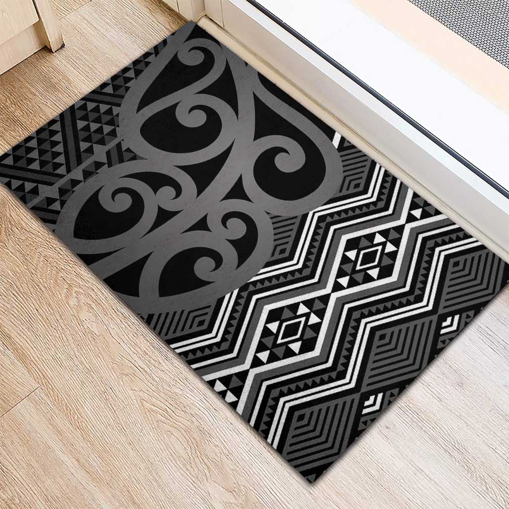Maori Taniko Patterns Rubber Doormat Black Patiki Motifs Mix Whakairo Ngaru