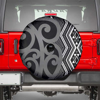 Maori Taniko Patterns Spare Tire Cover Black Patiki Motifs Mix Whakairo Ngaru