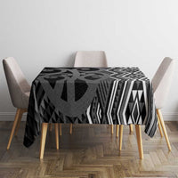 Maori Taniko Patterns Tablecloth Black Patiki Motifs Mix Whakairo Ngaru LT7 - Polynesian Pride