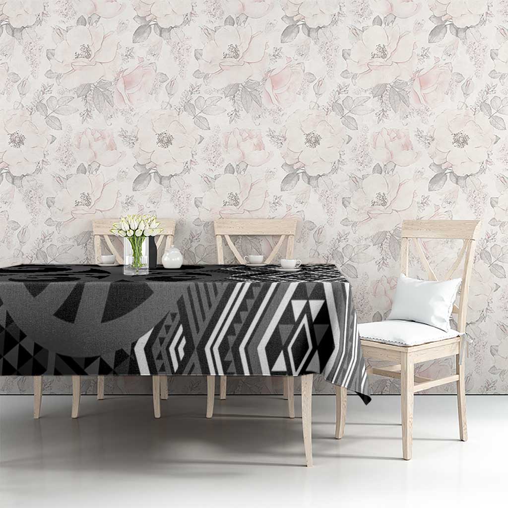 Maori Taniko Patterns Tablecloth Black Patiki Motifs Mix Whakairo Ngaru LT7 - Polynesian Pride
