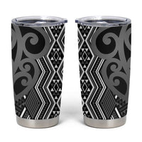 Maori Taniko Patterns Tumbler Cup Black Patiki Motifs Mix Whakairo Ngaru LT7 Black - Polynesian Pride