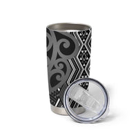 Maori Taniko Patterns Tumbler Cup Black Patiki Motifs Mix Whakairo Ngaru LT7 - Polynesian Pride