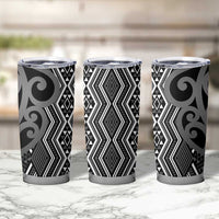 Maori Taniko Patterns Tumbler Cup Black Patiki Motifs Mix Whakairo Ngaru LT7 - Polynesian Pride