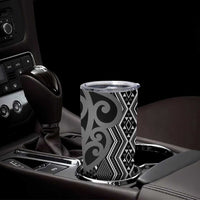 Maori Taniko Patterns Tumbler Cup Black Patiki Motifs Mix Whakairo Ngaru LT7 - Polynesian Pride