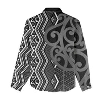 Maori Taniko Patterns Women Casual Shirt Black Patiki Motifs Mix Whakairo Ngaru