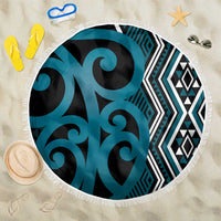 Maori Taniko Patterns Beach Blanket Azure Patiki Motifs Mix Whakairo Ngaru LT7 One Size 150cm Azure - Polynesian Pride
