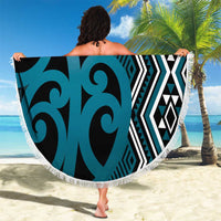 Maori Taniko Patterns Beach Blanket Azure Patiki Motifs Mix Whakairo Ngaru LT7 - Polynesian Pride
