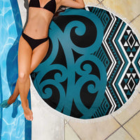 Maori Taniko Patterns Beach Blanket Azure Patiki Motifs Mix Whakairo Ngaru LT7 - Polynesian Pride